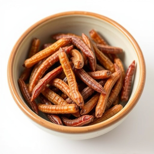 Dried mealworms in small bowl