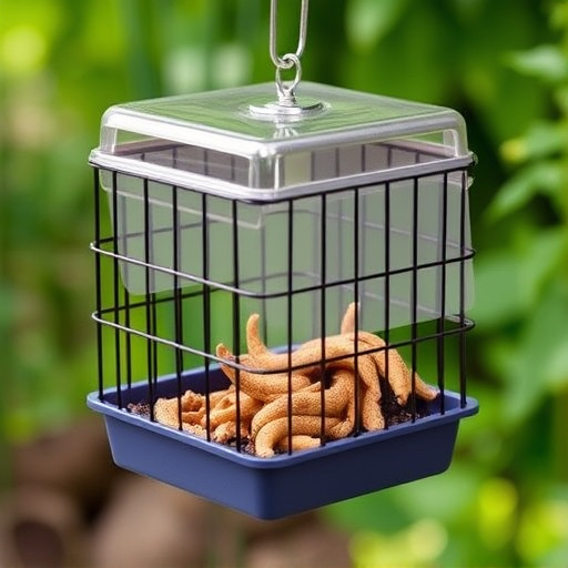 Durable cage feeder holding mealworms