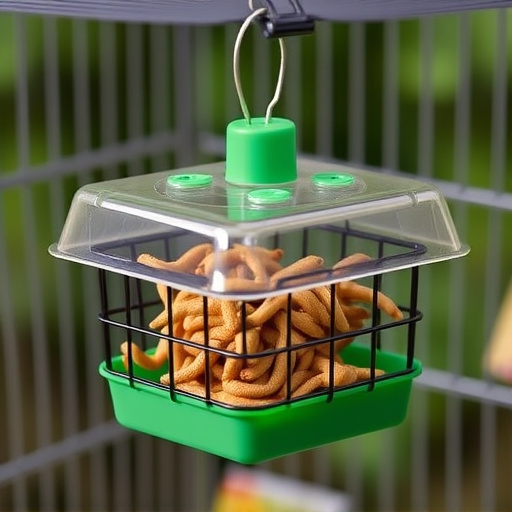 Durable cage feeder holding mealworms