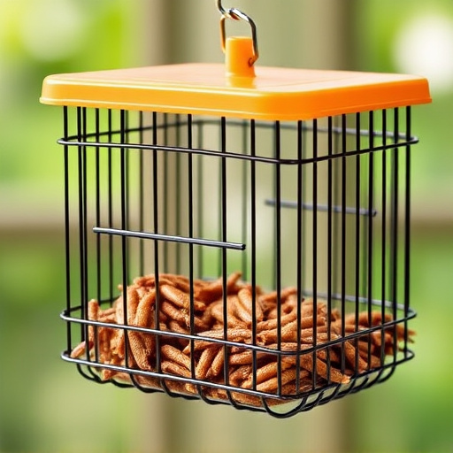 Durable cage feeder holding mealworms