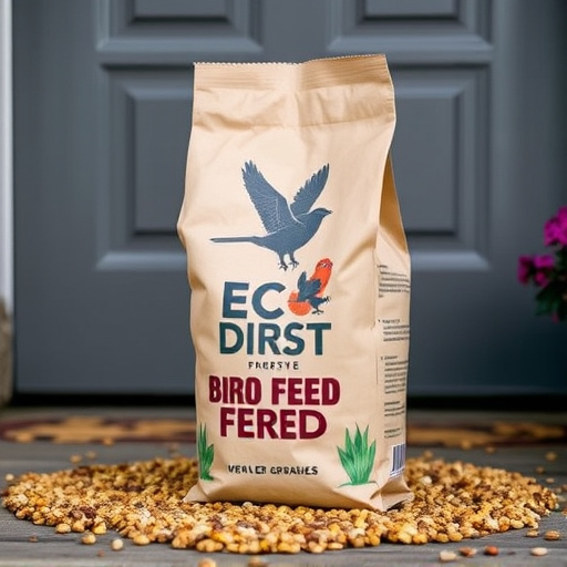 Eco-packaged bird feed on doorstep