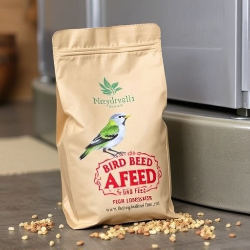 Eco-packaged bird feed on doorstep