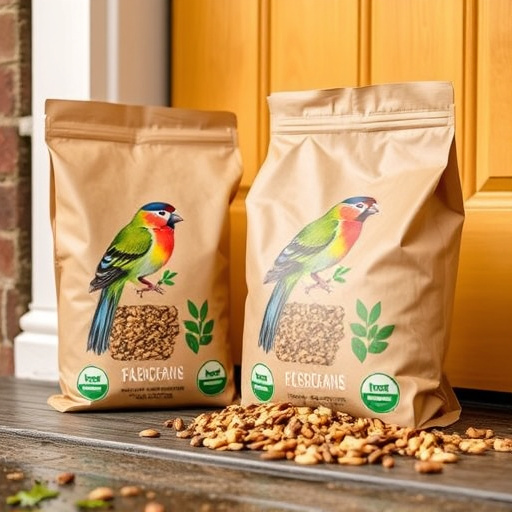 Eco-packaged bird feed on doorstep