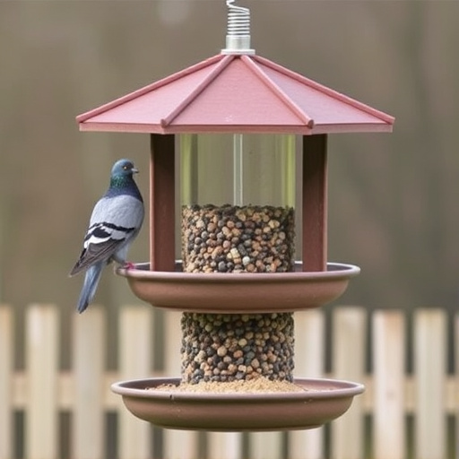 Elevated feeder with pigeon deterrent baffle