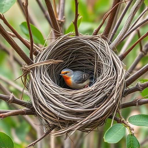 Empty bird nest in late summer