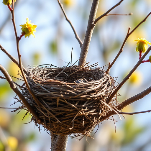 Empty bird nest in late summer