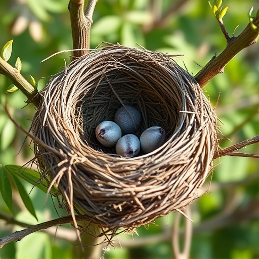 Empty bird nest in late summer