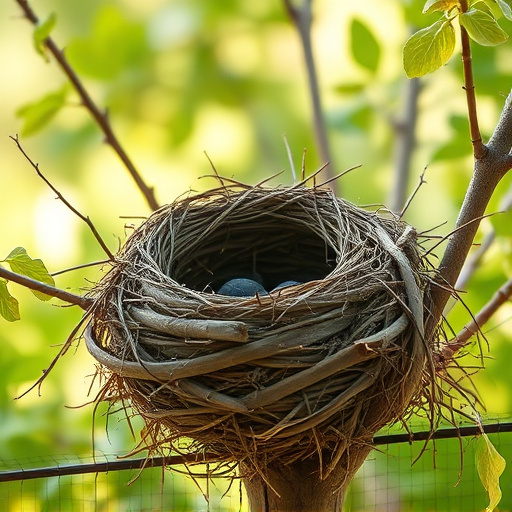 Empty bird nest in late summer