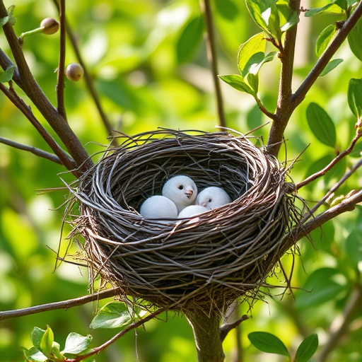 Empty bird nest in late summer