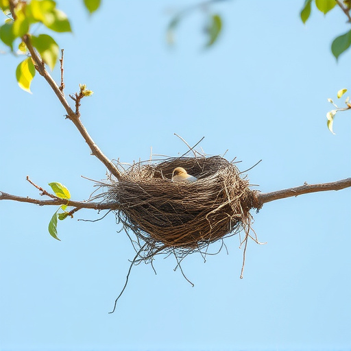 Empty bird nest in late summer