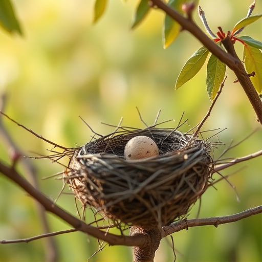 Empty bird nest in late summer