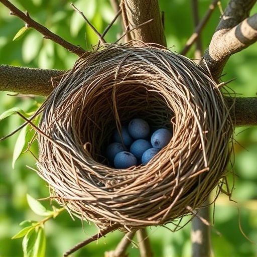 Empty bird nest in late summer