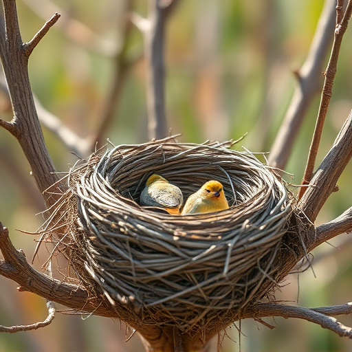 Empty bird nest in late summer
