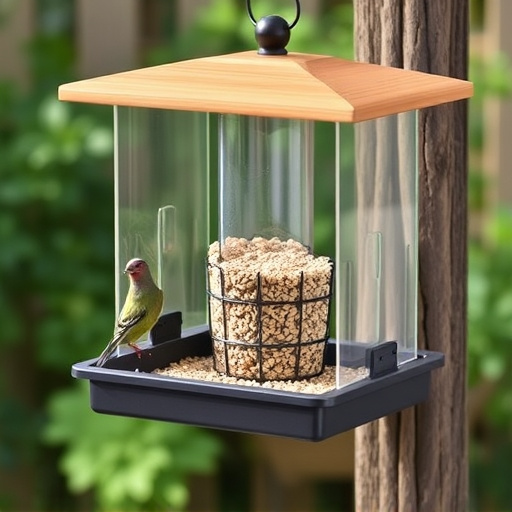 Enclosed seed feeder with drip tray