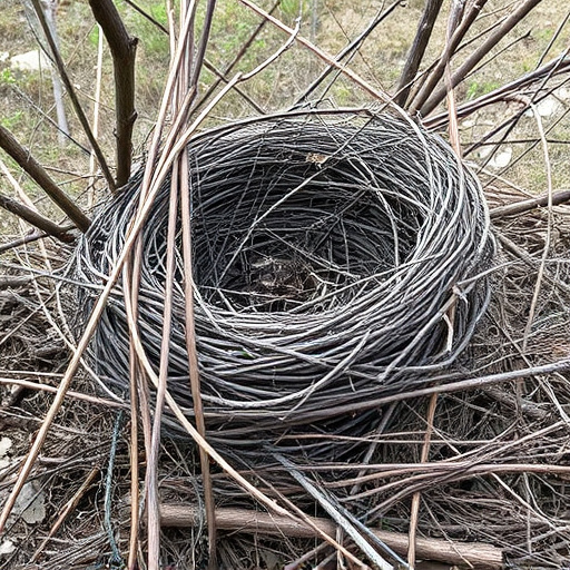Fallen twigs from disused bird nest
