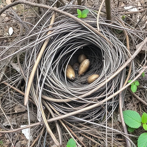 Fallen twigs from disused bird nest