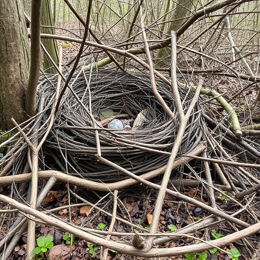 Fallen twigs from disused bird nest