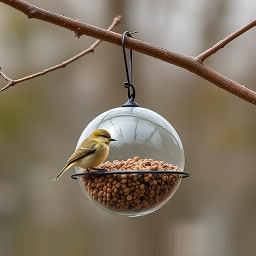 Fat ball bird feeder hanging from branch