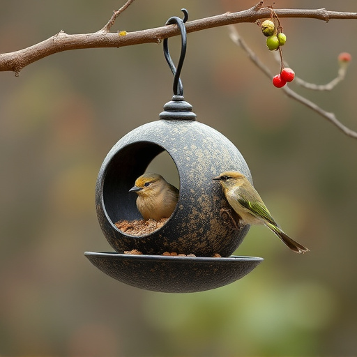 Fat ball bird feeder hanging from branch