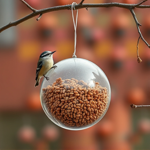 Fat ball bird feeder hanging from branch