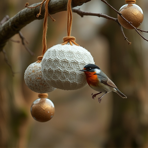 Fat balls hanging near robin perch