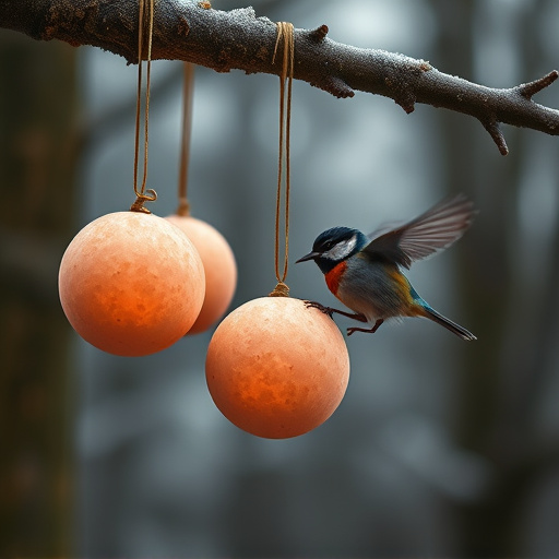Fat balls hanging near robin perch