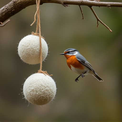 Fat balls hanging near robin perch