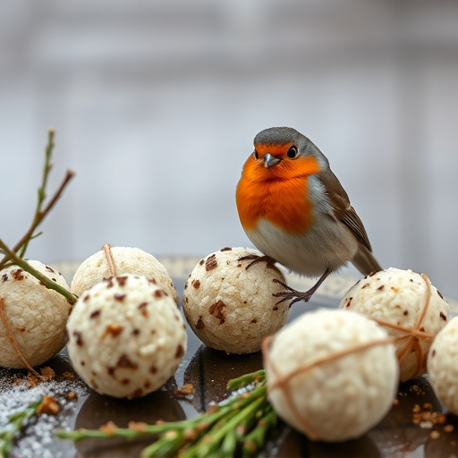 Fat balls placed near robin perch