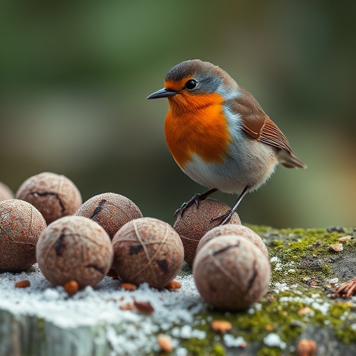 Fat balls placed near robin perch