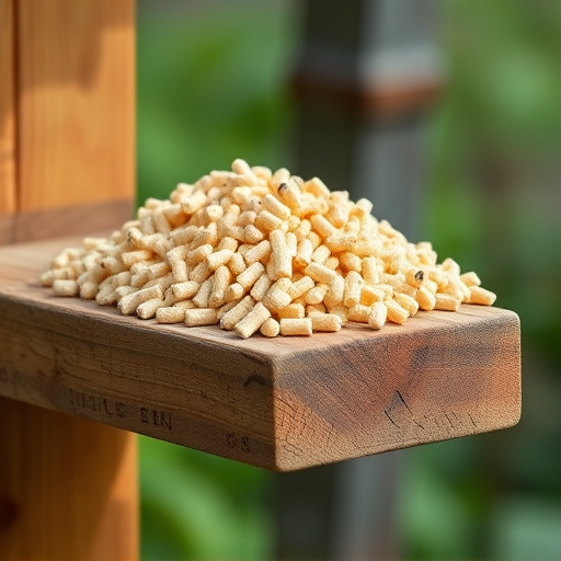 Fat pellets on wooden bird table