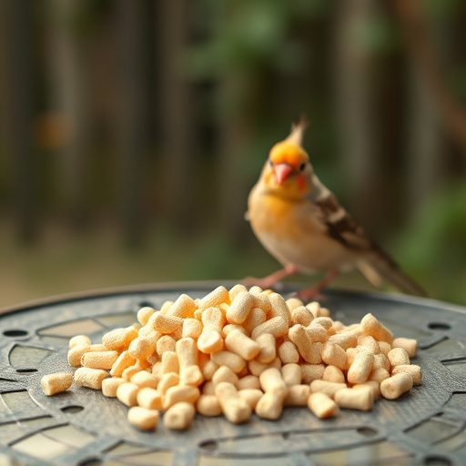 Fat pellets placed on bird table