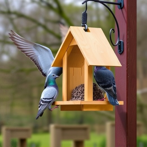 Feeder design deterring pigeons effectively