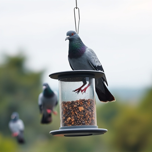 Feeder design deterring pigeons effectively