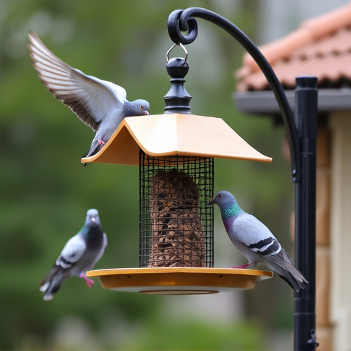 Feeder design deterring pigeons effectively