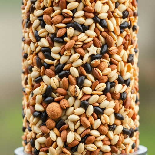 Feeder filled with mixed seeds and nuts
