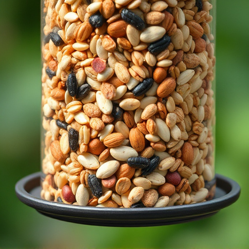 Feeder filled with mixed seeds and nuts