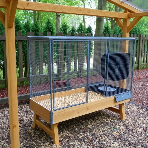 Feeding area with pigeon-proof features