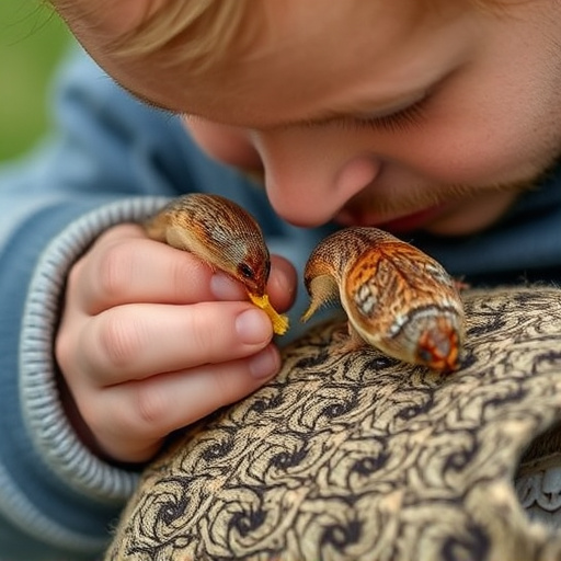 Feeding soft mealworms to fledgling