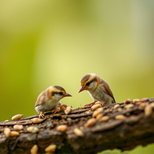 Feeding soft mealworms to fledgling