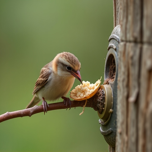 Feeding soft mealworms to fledgling