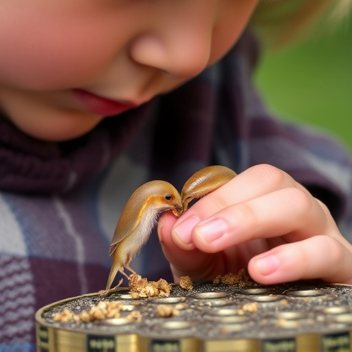 Feeding soft mealworms to fledgling