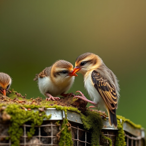 Feeding soft mealworms to fledgling