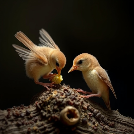 Feeding soft mealworms to fledgling