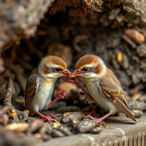 Feeding soft mealworms to fledgling