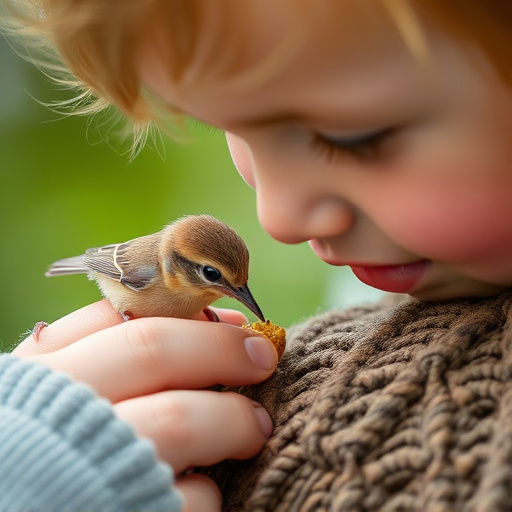 Feeding soft mealworms to fledgling