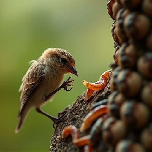Feeding soft mealworms to fledgling