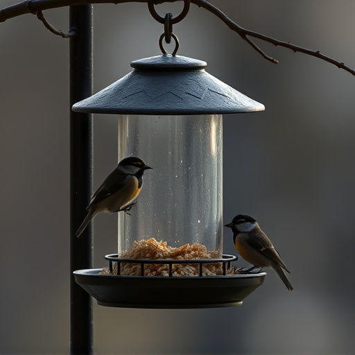 Feeding station with small bird silhouettes