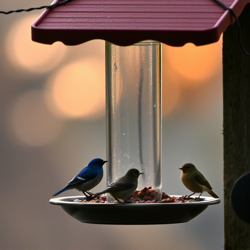 Feeding station with small bird silhouettes