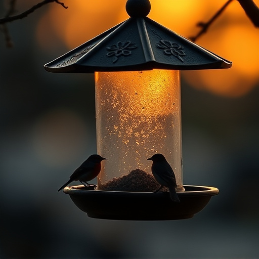 Feeding station with small bird silhouettes