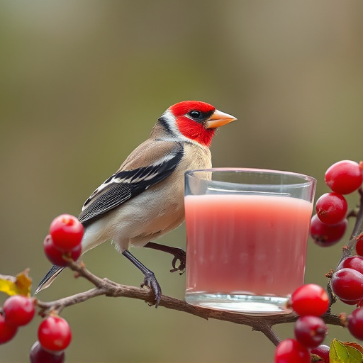 Finch perched beside berry-flavoured suet